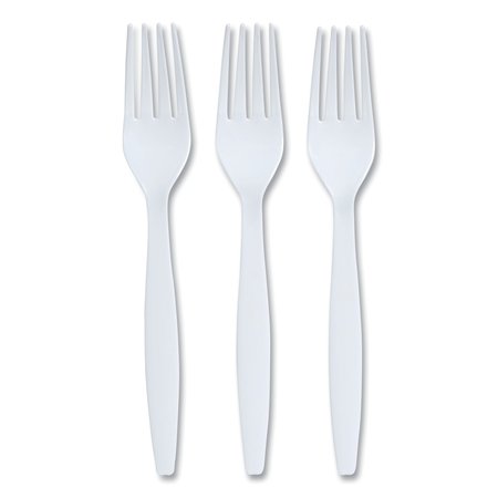 Perk Heavyweight Plastic Cutlery, Fork, White, PK100, 100PK PK56391